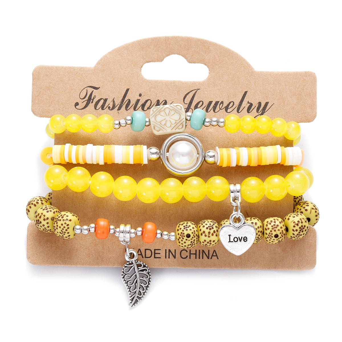 Vintage Bohemia Women Bracelets Set with Stone Beads and Tassel Pendants Bracelets 4Pcs/Lot