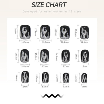 Short False Press on Nail Tip with Glue Designs Detachable Reusable Fake Nails 24Pcs/Set  with Nail Art DIY Tips