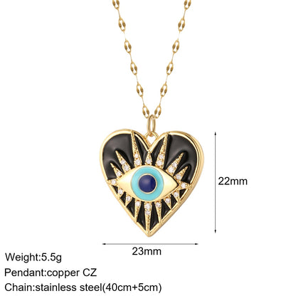 Heart Evil Blue Eye Sun Necklaces for Women