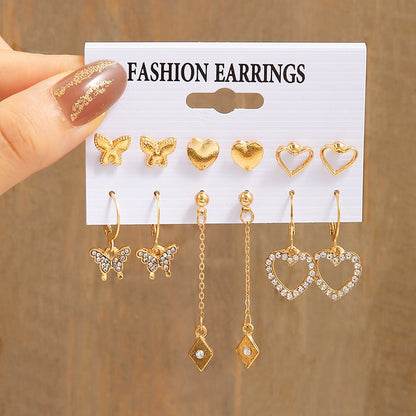 Trendy Jewerly 2023 Accessories 17 KM Gold Color Pearl Hoop Earrings Set for Women Girls