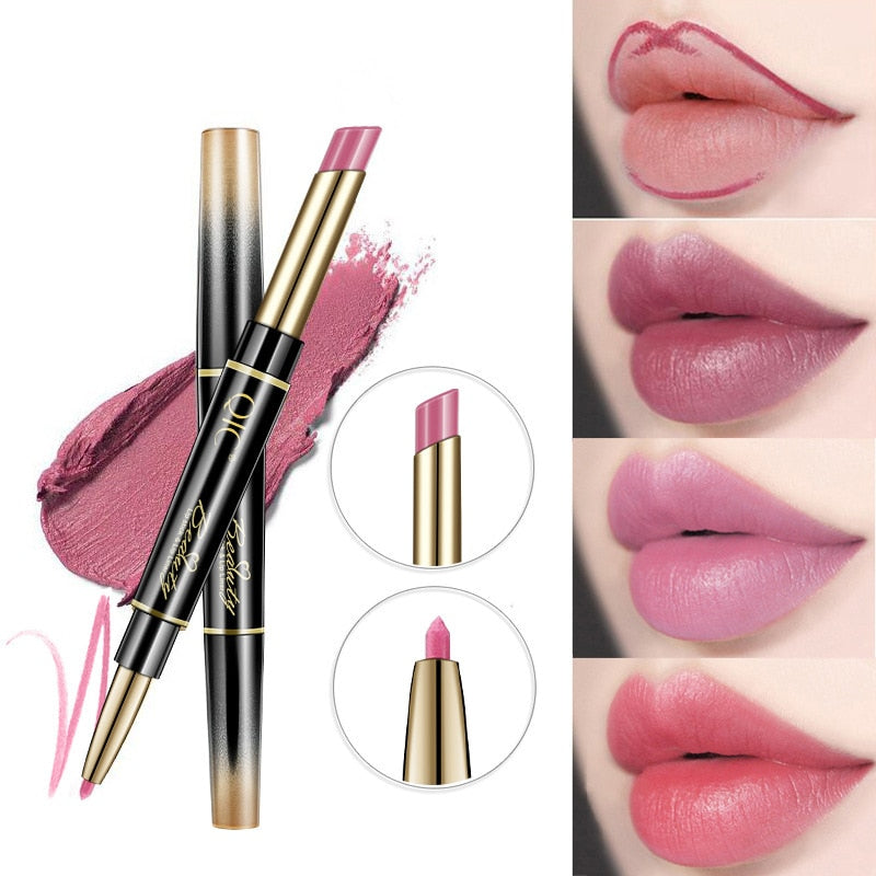 2 IN 1 Lip Liner Waterproof Matte Lipstick Pencil Sexy Red Long Lasting Lipliner Makeup Cosmetics Media 7 of 17