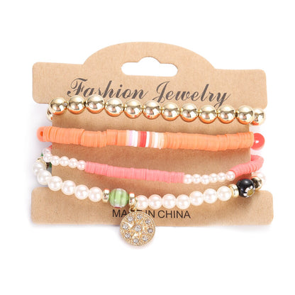 Vintage Bohemia Women Bracelets Set with Stone Beads and Tassel Pendants Bracelets 4Pcs/Lot