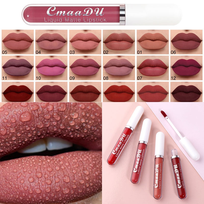 Velvet Matte Lip Gloss Sexy, Long Lasting, Non-stick Cup, Waterproof - Women's Beauty Makeup in Red shade