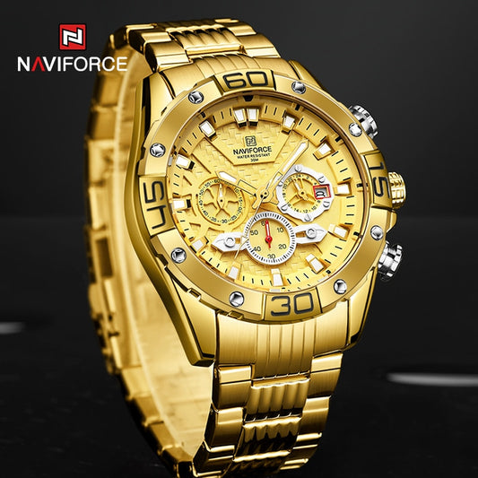 NAVIFORCE Fashion Watches For Men Luxury Original Classic Quartz Clock Analog Chronograph Sport Waterproof Steel Male WristWatch